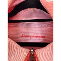 Tommy Bahama Coral Pink Striped Zip Up Reversible Hoodie Jacket Women Size M