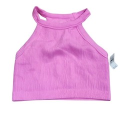 NWT Aerie High Neck Bra Lined Halter Crop Top Neon Sporty Boho Chic Medium Soft