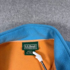 LL Bean Polartec Fleece Jacket Mens XL Blue Orange Trim Full Zip Mock Neck