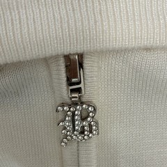 BCBGMAXAZRIA White Rhinestone Logo Full Zip Hooded Hoodie Pockets Women’s S