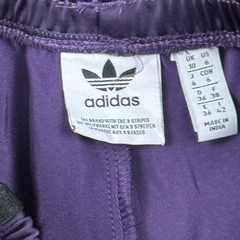 Adidas Track Pants Womens 6 Purple Wide Leg Satin 3 Stripe Originals