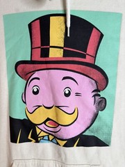 Hasbro Monopoly Banker Hoodie Size Large Back Graphics Money Symbol