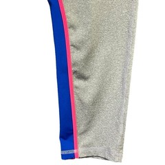 Material Girl Active Leggings Play Ball Baseball Stripe Waist Gray Blue Pink L