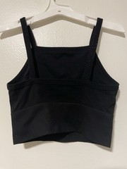 Black Pro Fit Women’s Square Neck Crop Top Seamless Stretch Ribbed Sporty