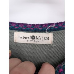 Natural Life Sweatshirt Women S/M Green Pink Colorblock Boho Knit Colorful Artsy