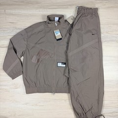 Nike Set Windrunner Woven Full-Zip Jacket Loose Fit Track Suit Brown Women M