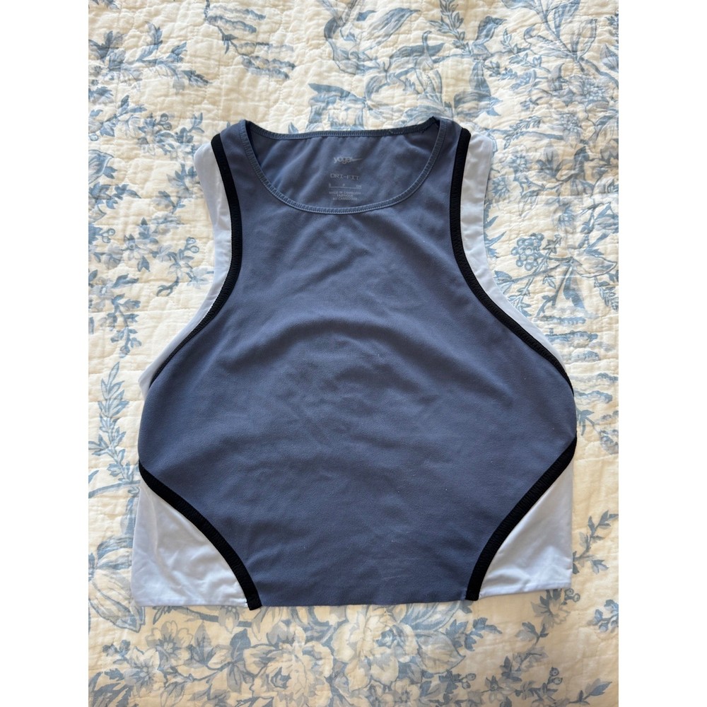 Nike Yoga Dri-FIT Colorblock Tank Top Blue Grey DM7667-491 Womens Small
