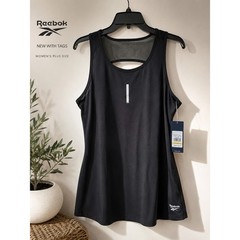 NWT Reebok Black Mesh Back Athletic Tank Top Women Size Workout Activewear
