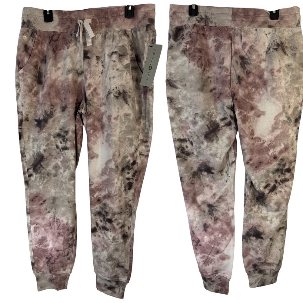 Harmony Balance Women Tie Dye Joggers Mauve Grey Size L NWT Sweatpants