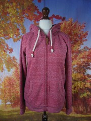 Fat Face cotton blend rose red acrylic lined full zip Hoodie. UK women’s size 12