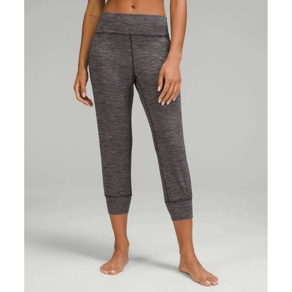Lululemon Align Cropped Joggers Heathered Grey V Waist Pockets Women’s Size 12