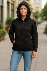 Avalanche – NWOT -Ladies Navy Blue Windbreaker W/Hood, Drawstring Waist, Pockets