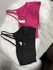 2-Pack Seamless Wireless Sports Bras Pullover Solid Pink & Black