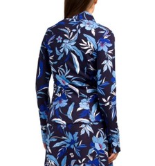 NEW Tommy Bahama Everyday Active Romantic Blooms Blue Floral Long Sleeve Top SM
