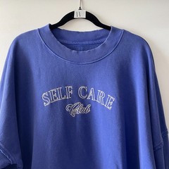 Aerie Women Periwinkle Oversized Self Care Club Crew Neck Sweatshirt Size Medium