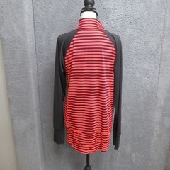 Hannah Shirt Womens XL Black Orange Stripe 1/4 Zip Mock Neck Long Sleeve Running
