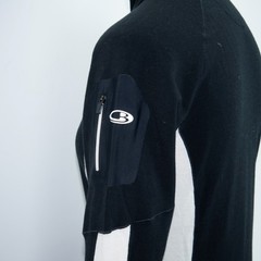 Icebreaker GT Women’s Merino Wool Full Zip Jacket Black White Mid Layer Size S