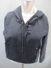 Nike Size S Womens Blk Zipper Pocket Drawstring Activewear Sport Crop Hoodie 938