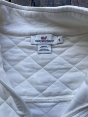Vineyard Vines White Quilted 1/4 Zip Mock Neck Pullover Sweatshirt M