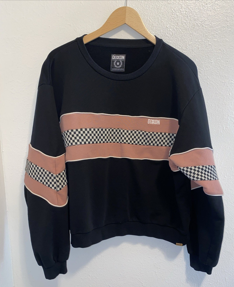 Dixxon Racing Flag Black Pink Fleece Crew Neck Sweatshirt Medium Logo