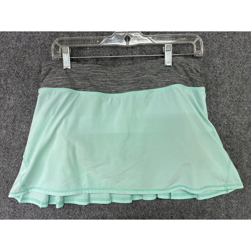 Lululemon Pace Setter Skirt Mint Green Gray Pleated Tennis Skort Womens Size 8