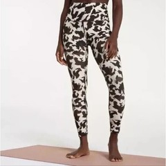CALIA Women High Rise Printed Leggings Black White Cow Print Size Small RN104141