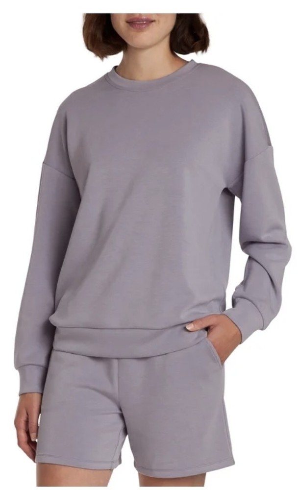 LazyPants Women’s Luxe Crewneck Sweatshirt Light Purple Medium