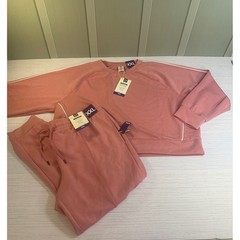 Members Mark Womens Sandwash Crewneck Pullover and Jogger Set Pink XXL NWT