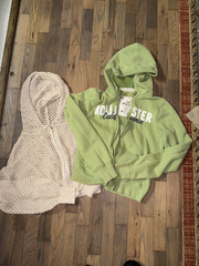 Hollister Green Full Zip Fleece Hoodie w/ Pockets Logo Women’s Regular M
