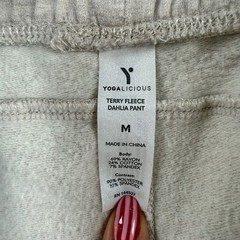Yogalicious Dahlia Pant Terry Fleece Wide Leg Pintuck Oatmeal Heather Womens M