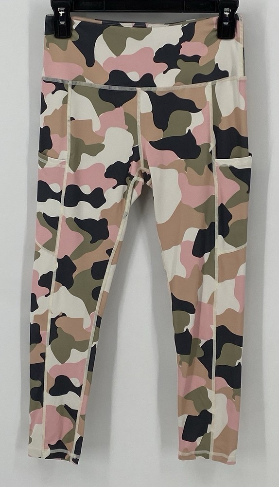 Venus Pink Green Gray Camo Leggings Stretch Size Small Side Pockets Ankle
