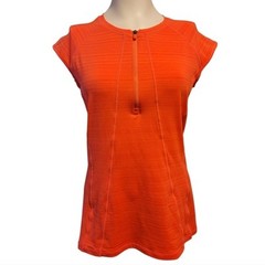 Athleta Top Pacifica UPF Tank Bright Orange 1/2 Zip Stretch Size Small