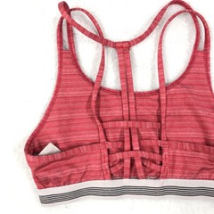 Sports Bra Women Medium Red White Striped Multi Straps Active Yoga Gym