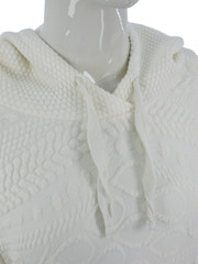 Maje Jumper Hoodie Cable Knit Ivory Wool Blend Textured DODU size FR 2 UK 10