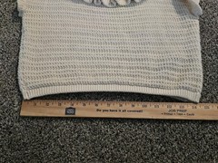 H&M Cream Flounce Crochet Knit Crop Top Flutter Sleeve Boho Cottagecore Sz L EUC