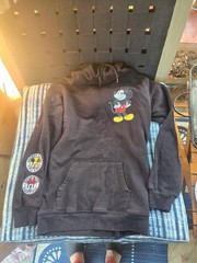 Disney Mickey & Friends Hoodie Sweatshirt Black Mickey Mouse Pullover Womens XXS
