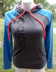 Adidas Ultimate Hoodie Sweatshirt Women’s Sz. M Climawarm Gray,Blue & Pink EUC