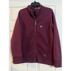 LL Bean Quilted Full Zip Sweatshirt Womens Medium Royal Plum Heather 508104 NEW