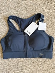 Yvette Zip Front Racer Back Enfold Sports Bra – High Impact Dark Grey SMALL