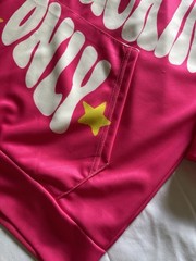 The One And F—king Only Hooded Sweat Shirt Pink With Stars On Sleeve Size-S