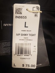 Adidas x Ivy Park IN8655 Shiny Tights Women Large Black Sheer Pull On