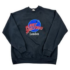 Planet Hollywood London Sweatshirt Pullover Embroidered Black Womens Medium