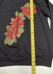 Pannill by Hanes Sweatshirt Womens Size Large Christmas Poinsettia Glitter Black