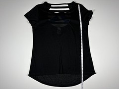 Athletic Works T Shirt Women L Black Mesh Cap Sleeve Strappy Back Active Gym