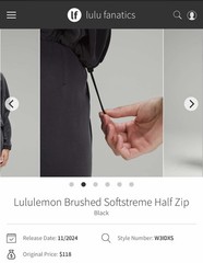 NWT Lululemon Brushed Softstreme Half Zip Black BLK Size 4
