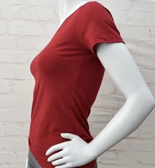 Bespoke Sport Women’s V-Neck Jersey T-Shirt Red Slim Fit Stretch Size S