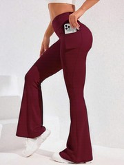 ​​High Waist Flare Leg Yoga Pants Women with Pocket Push Up Butt Running Tights
