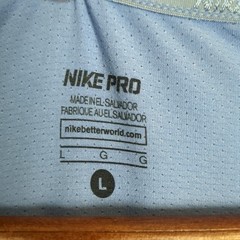 Nike Pro Dri-FIT Womens Large Light Blue Long Sleeve Scoop Neck Athletic Shirt