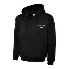 Personalised Custom Embroidered Full Zip Up Hoodie text logo unisex workwear