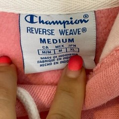 Champion Womens Reverse Weave Colorblock Cropped Hoodie Size M Pink Gray Blue